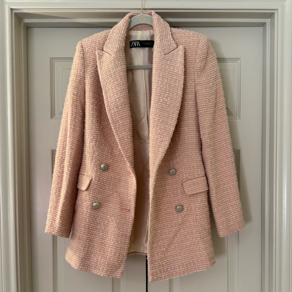 Zara Women's Blush Double-Breasted Blazer - Picture 2 of 7